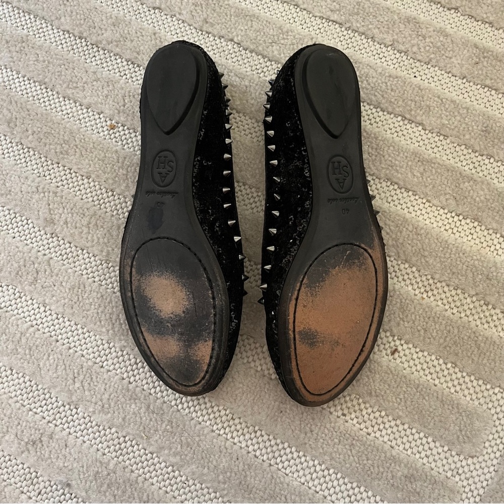 ASH As-If Black Sequin Glitter Spiked Loafer Shoe Size 8 - Picture 5 of 5
